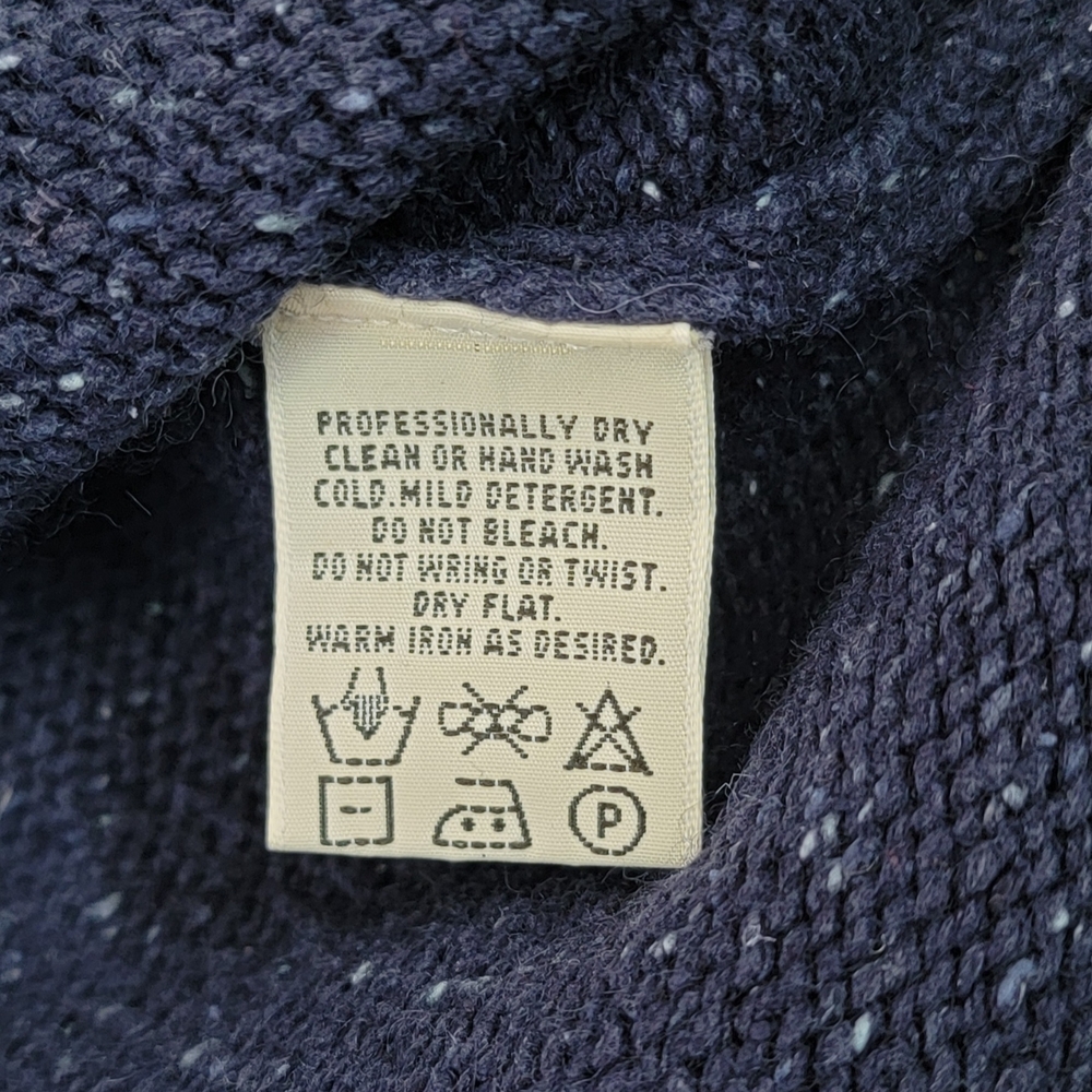 90s Vintg Eddie Bauer Heanly Sweater Women's L Navy Silk Cotton Linen Wool Cozy - Picture 11 of 12